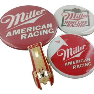 Vintage Miller American Racing Pinback Buttons Lot Miller High Life Racing